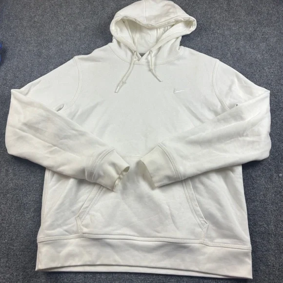NIKE Men’s White Hoodie White Swoosh Sweatshirt size: Large - Picture 1 of 8